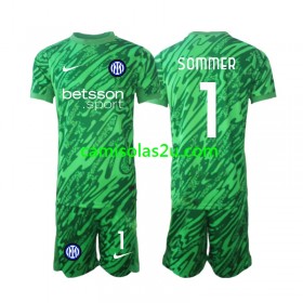 Camisolas de futebol Inter de Milão Yann Sommer 1 Guarda Redes Criança Equipamento Principal 2024/25 Manga Curta
